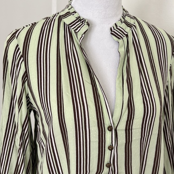 Maeve by Anthropologie Striped Balloon Sleeve Blouse Size XS - Picture 2 of 8